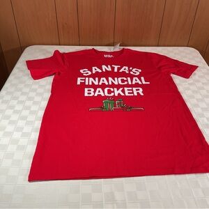 New men’s Santa’s financial backer tee size small